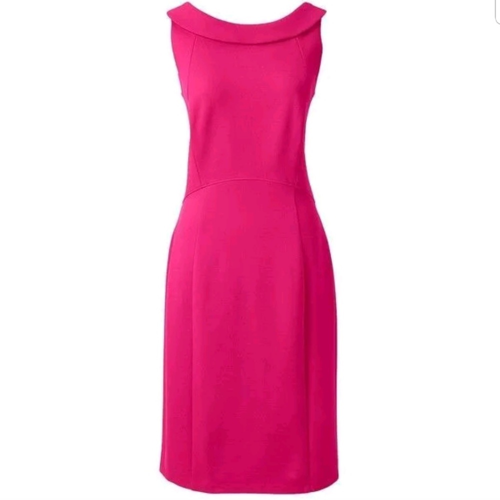 Lands End ponte Pink Collared sheath tank Dress